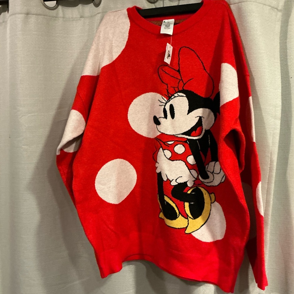Disney Red and White Polka Dots Minnie Mouse Sweater - Picture 2 of 4